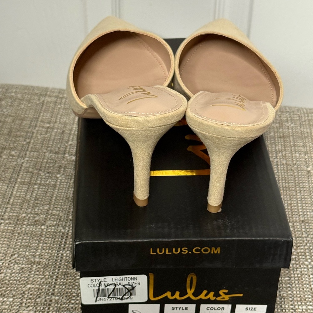 Lulus | Leightonn Natural Nubuck Pointed-Toe Mules - Picture 8 of 11